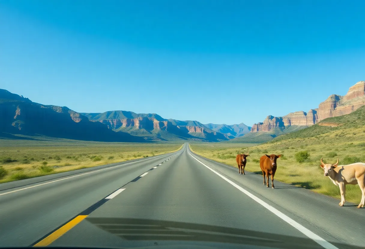 Utah highway with visible road hazards