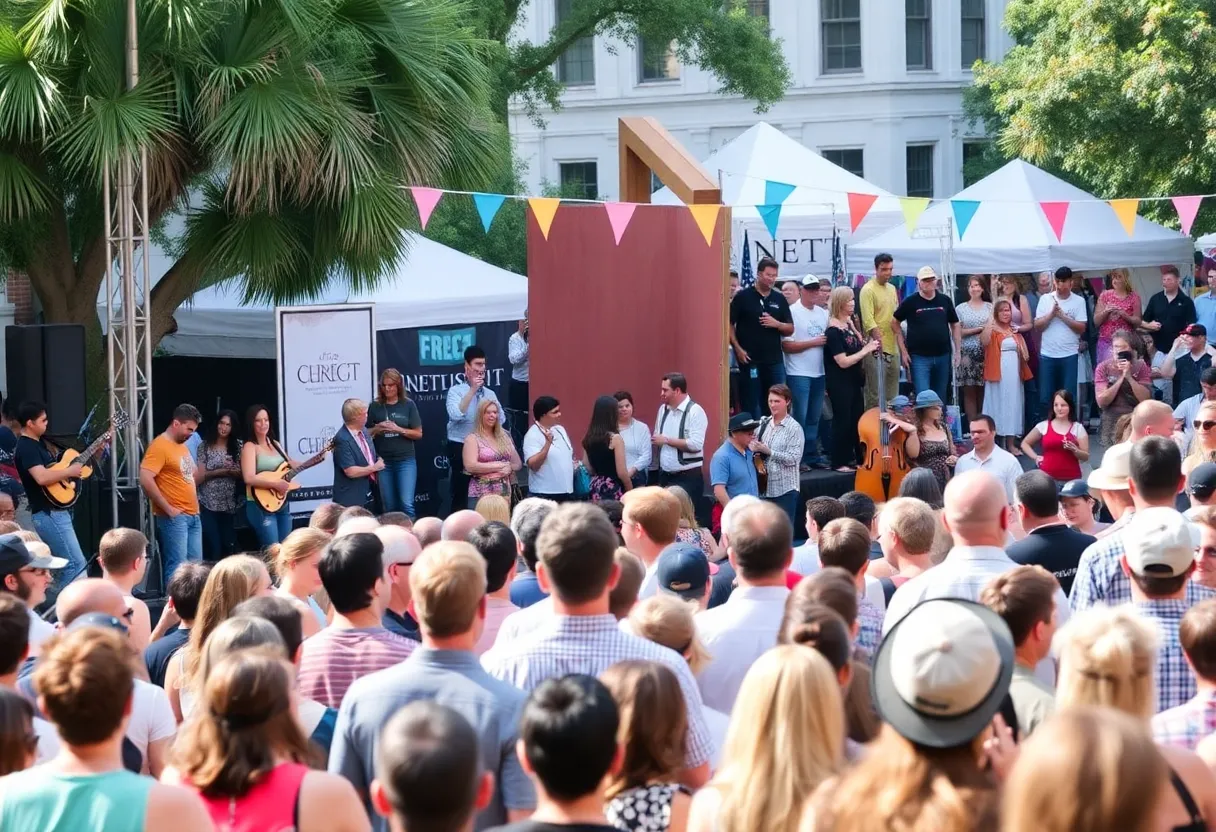 Crowd enjoying performances at Spoleto Festival USA in Charleston