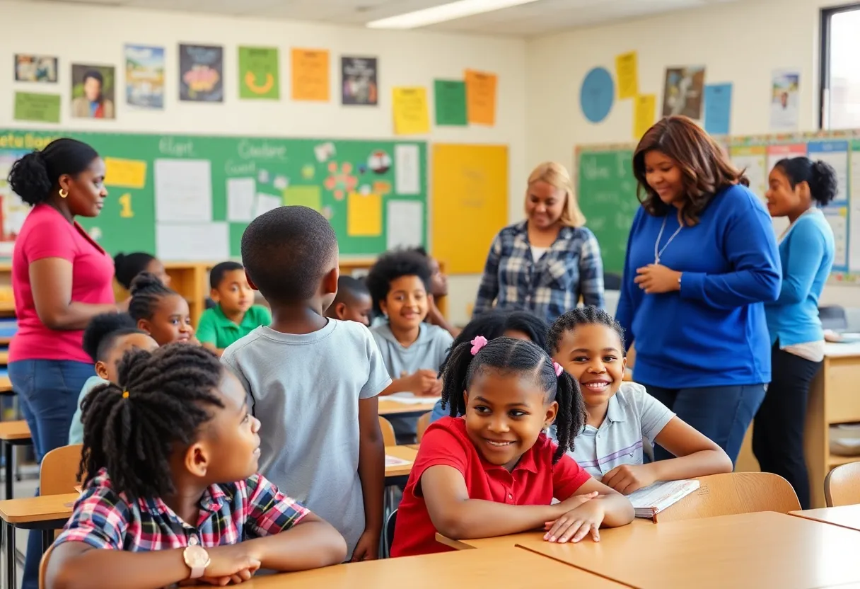 Teachers collaborating with students in a South Carolina classroom
