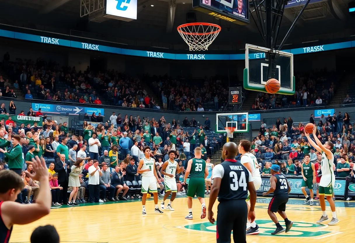 Basketball game at Trask Coliseum featuring UNCW Seahawks
