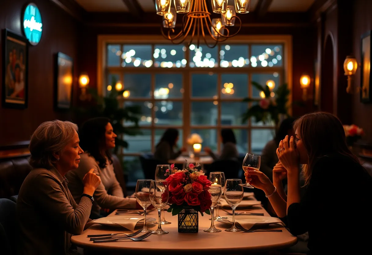 Couples celebrating Valentine's Day in a Charleston restaurant