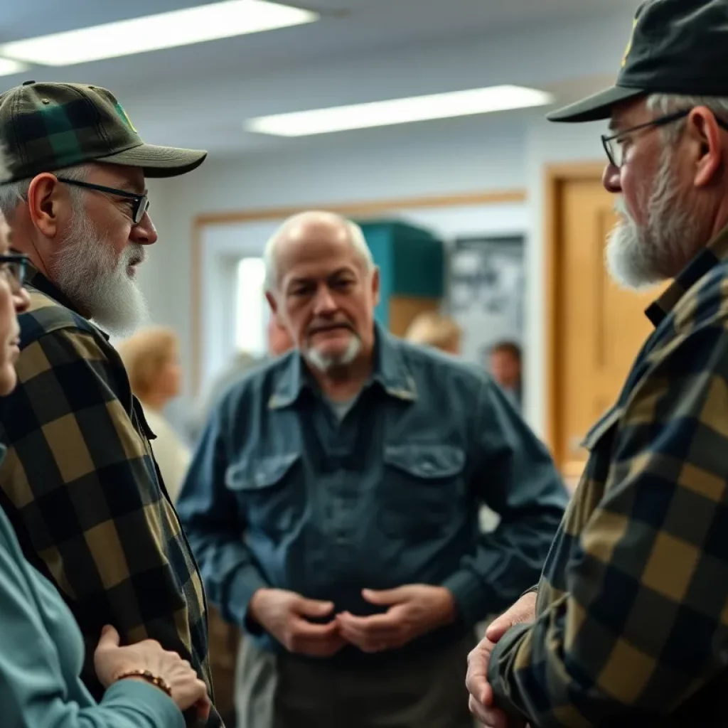 A group of veterans gathering for support regarding asbestos exposure issues.