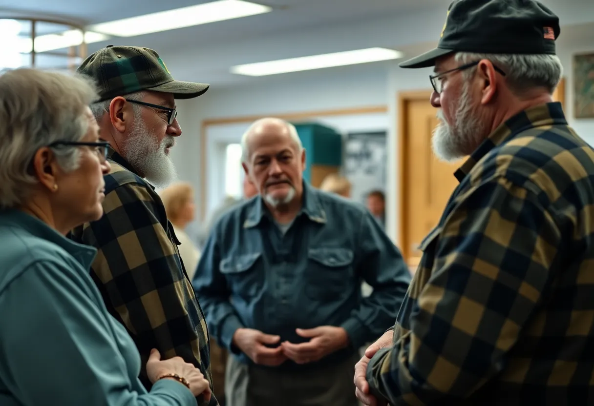A group of veterans gathering for support regarding asbestos exposure issues.