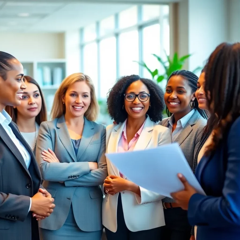 A group of lawyers in a meeting room discussing legal strategies.