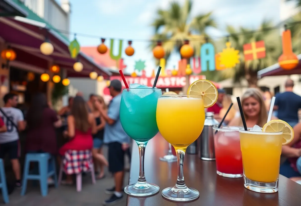 Outdoor view of Zachary's Daiquiris with colorful drinks