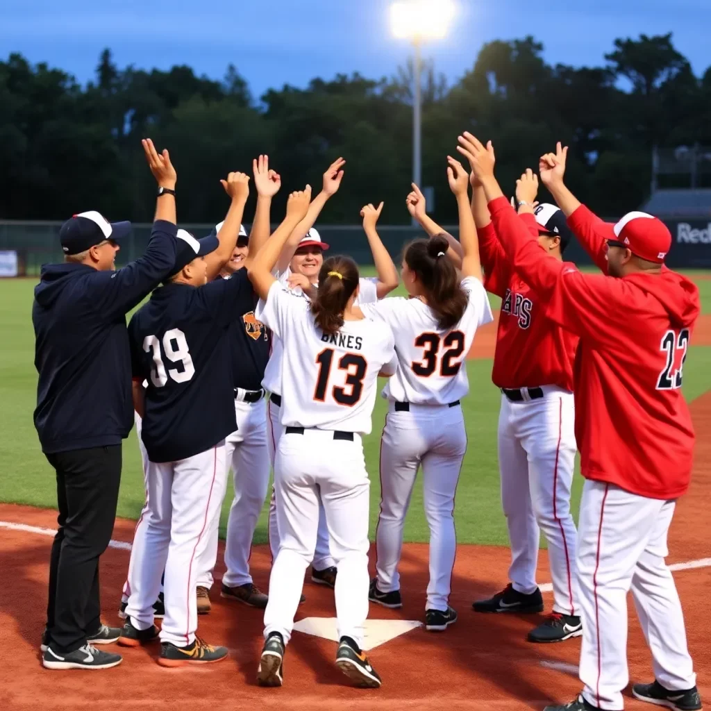 Baseball diamond celebrating team spirit and achievements.