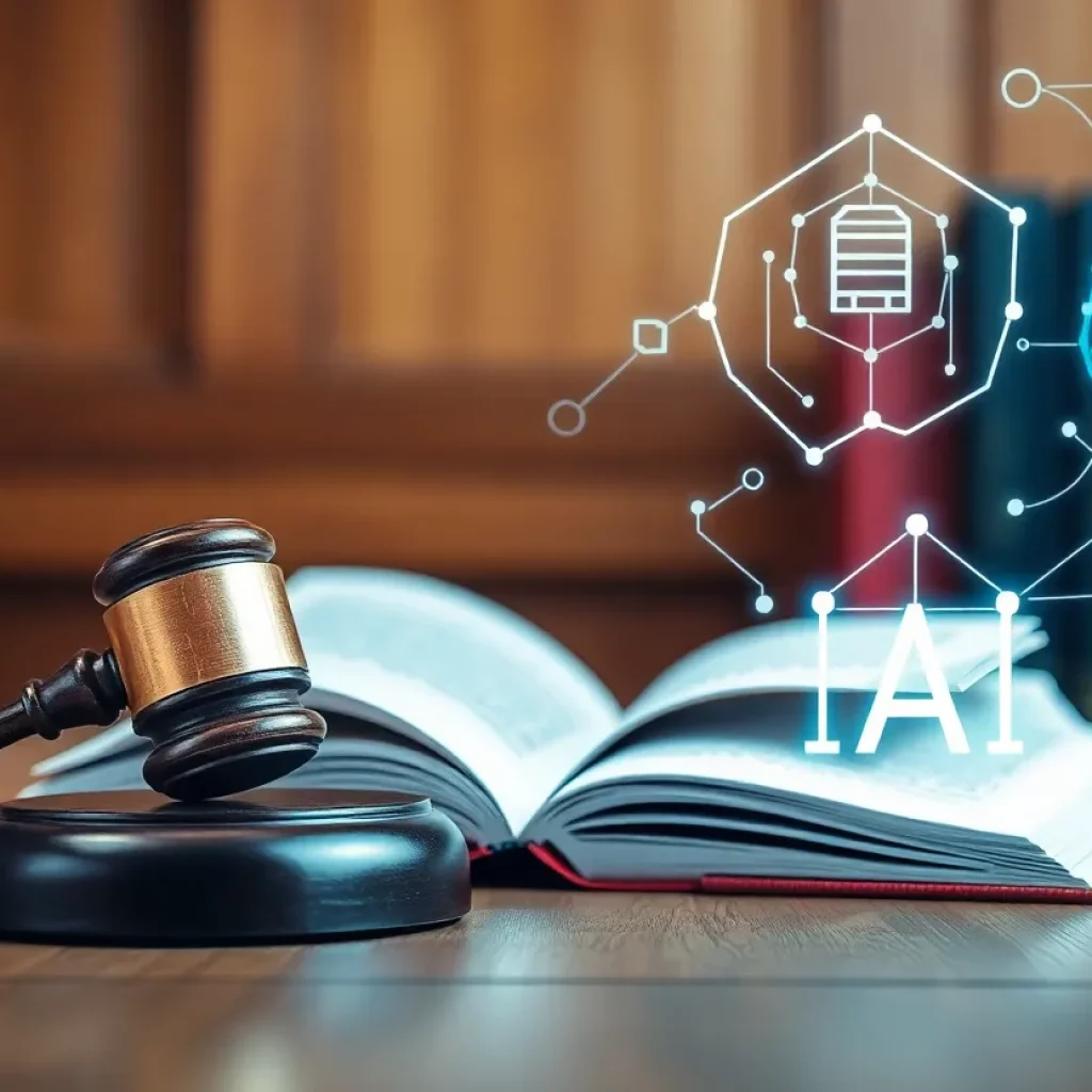 Abstract representation of technology and legal concepts.