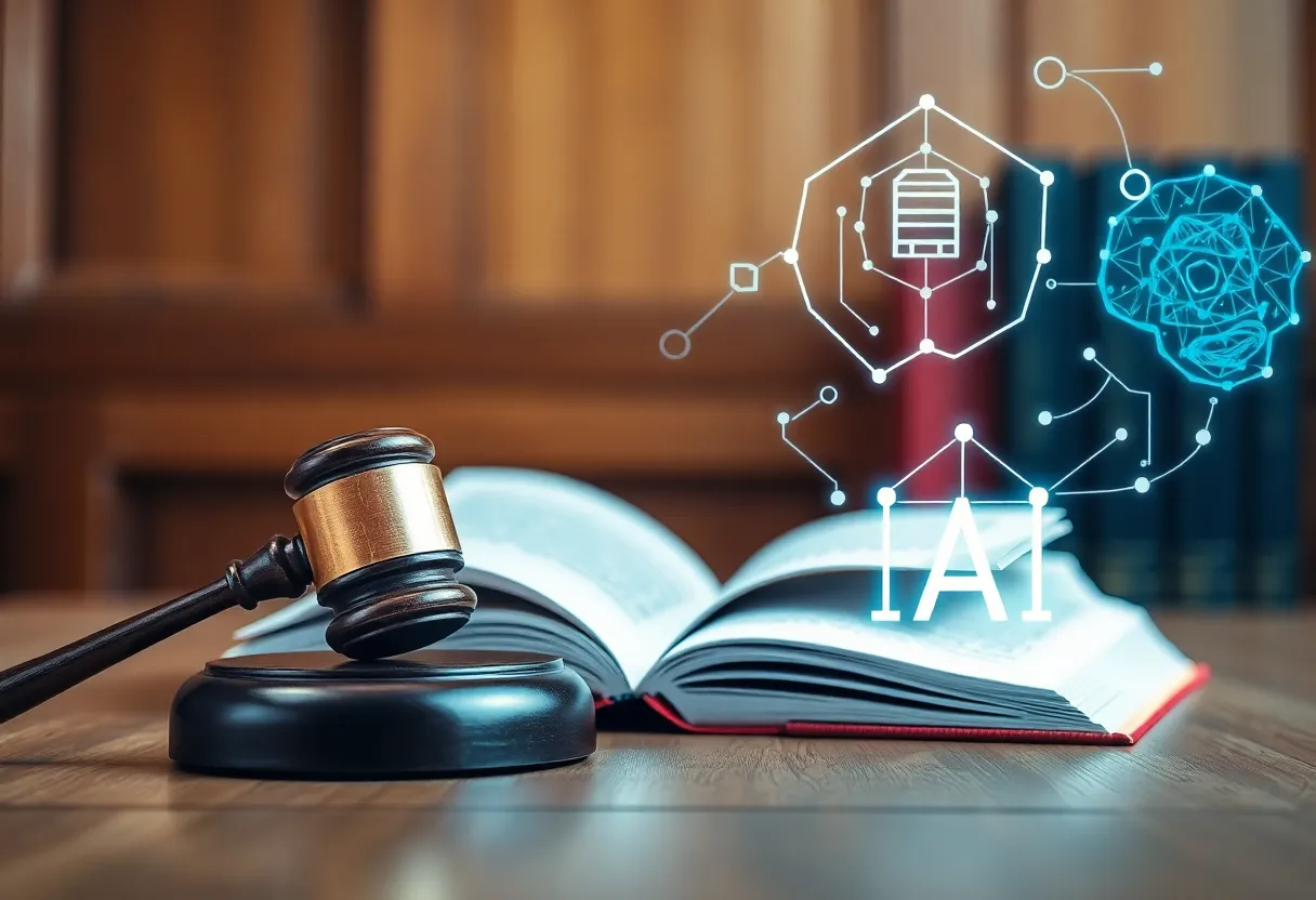 Abstract representation of technology and legal concepts.