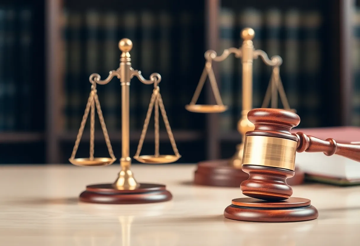 Symbols of law and justice representing Bart Durham's impact.