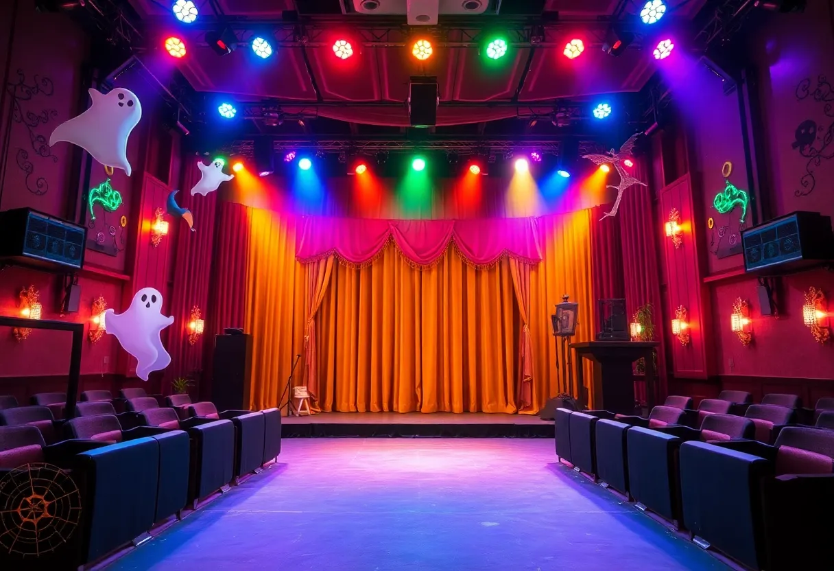 Colorful stage set for the Beetlejuice musical theatre production