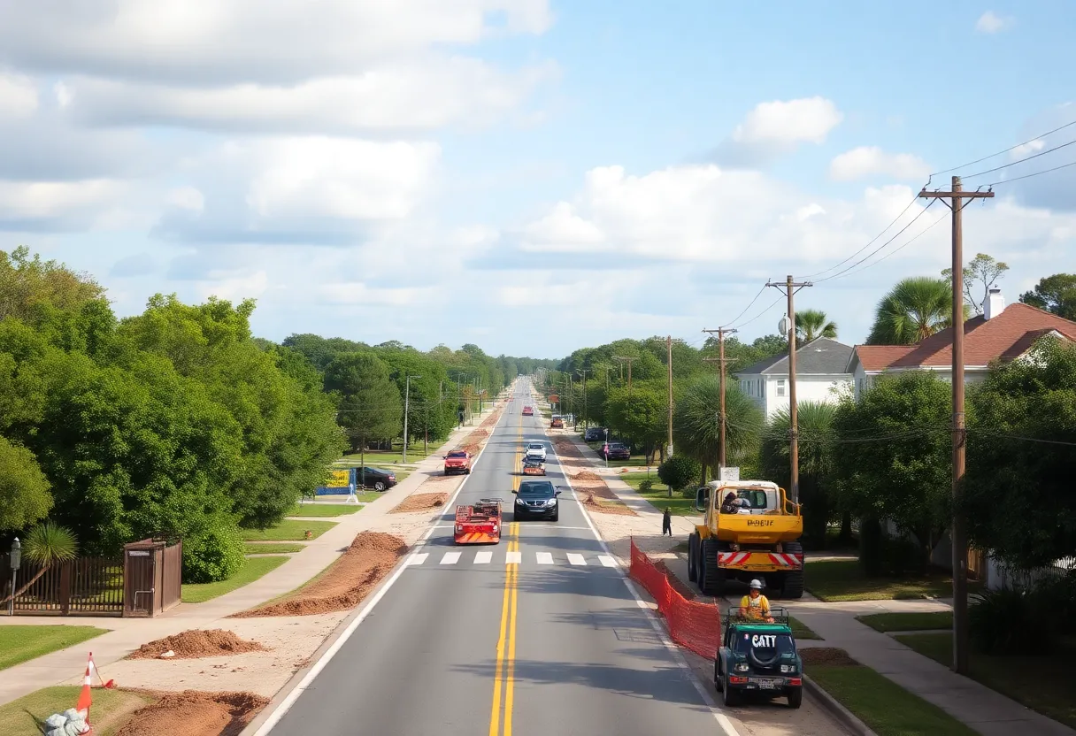 Construction site on Central Park Road in Charleston combating flooding