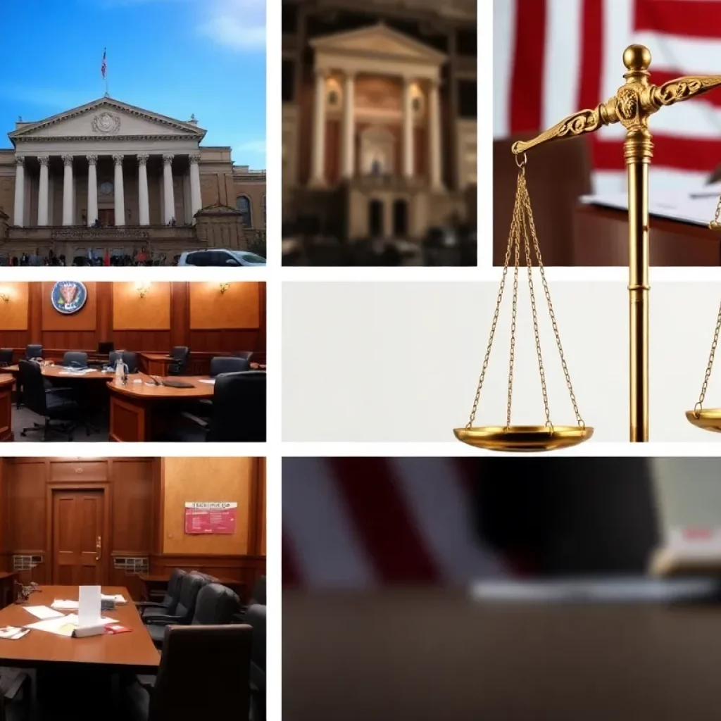 A creative representation of the significant legal cases in Charleston for 2019 with visuals of court cases and justice.