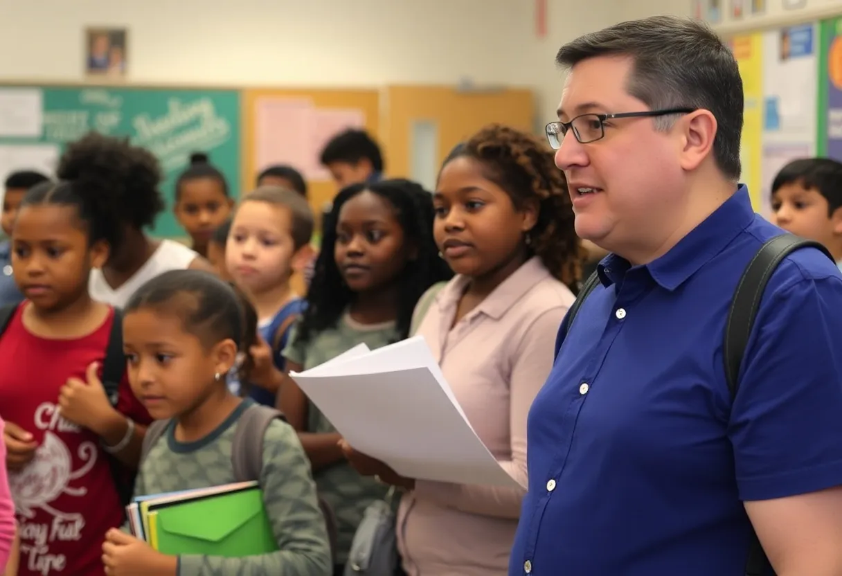 Charleston parents discussing education funding concerns