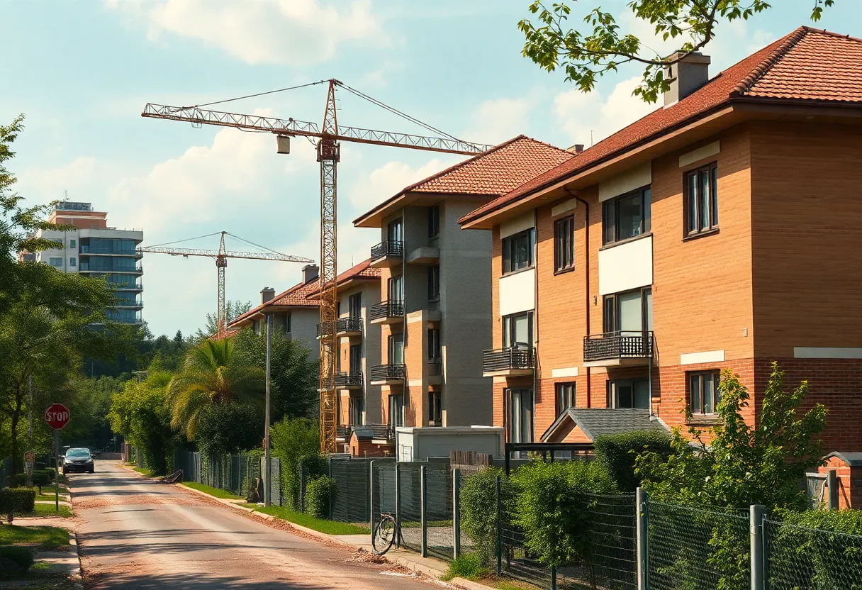 Urban neighborhood in Charleston with construction sites