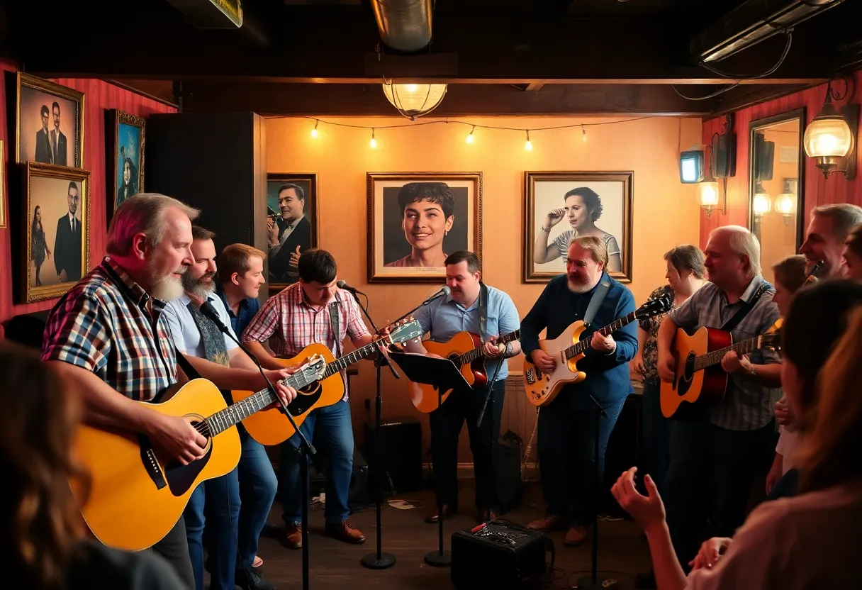 Musicians performing at a concert in Charleston.