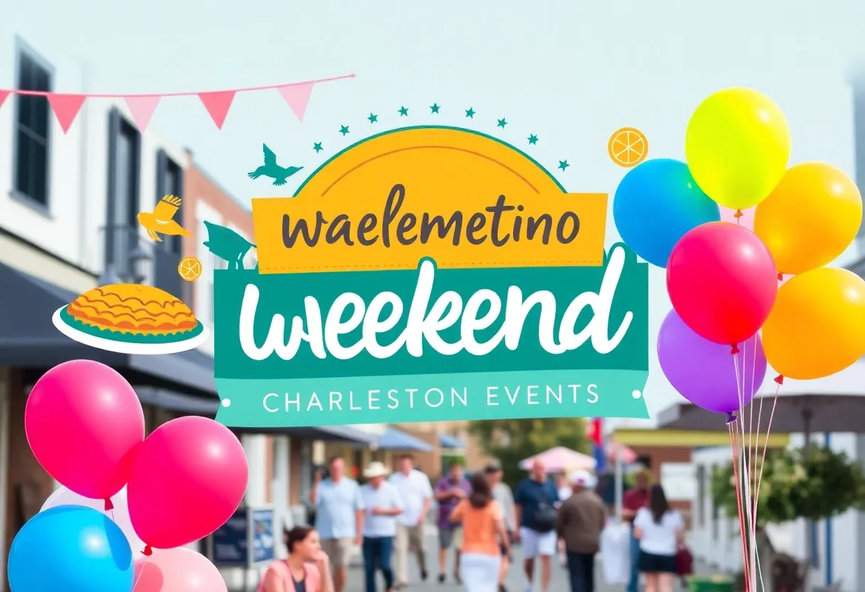 Graphic showcasing various weekend events in Charleston, SC.