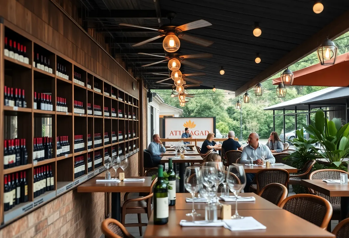 Empty wine shelves in a Charleston restaurant due to proposed European wine tariff
