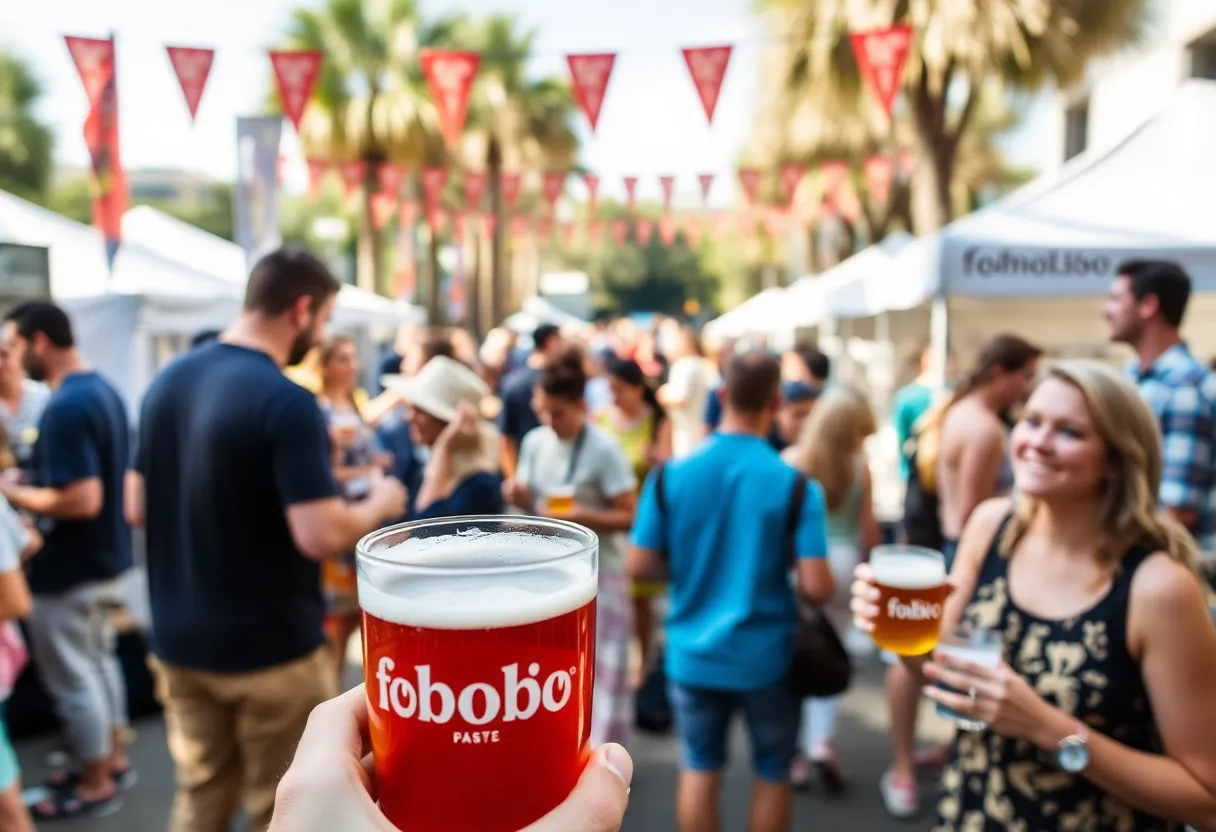 Festival attendees enjoying craft beers at the Charleston Wine + Food Festival