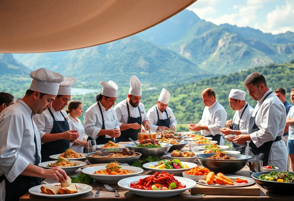 Chef in a culinary competition creating a dish