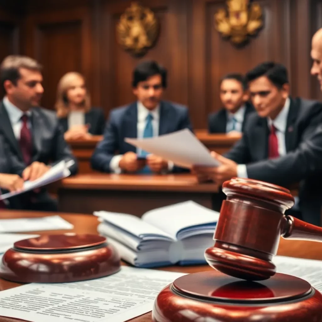 Attorneys in a courtroom discussing new tort reforms