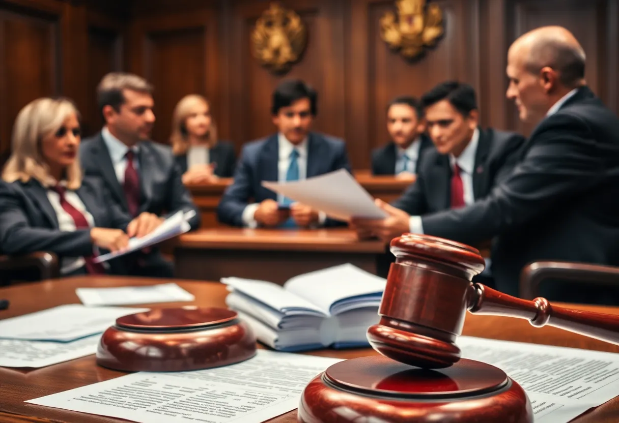 Attorneys in a courtroom discussing new tort reforms