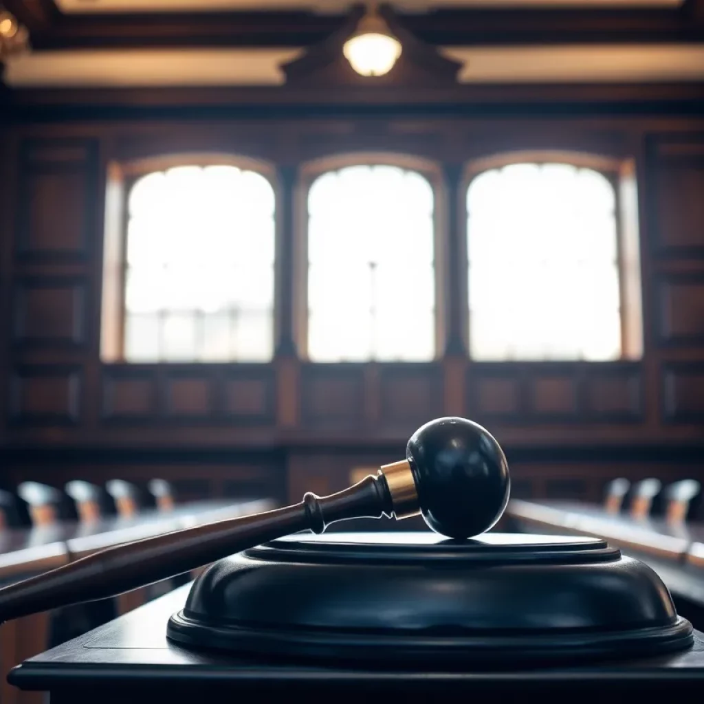 A courtroom representing justice and legacy