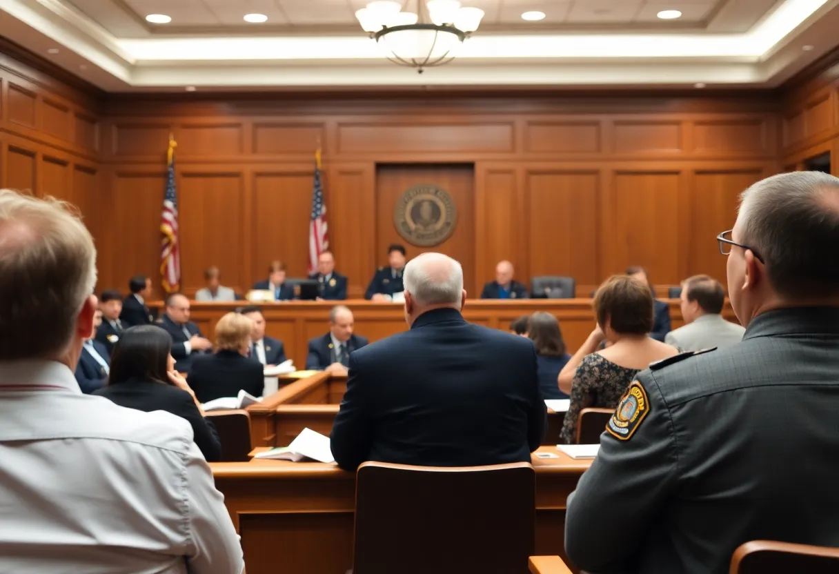 Courtroom scene related to immigration law case