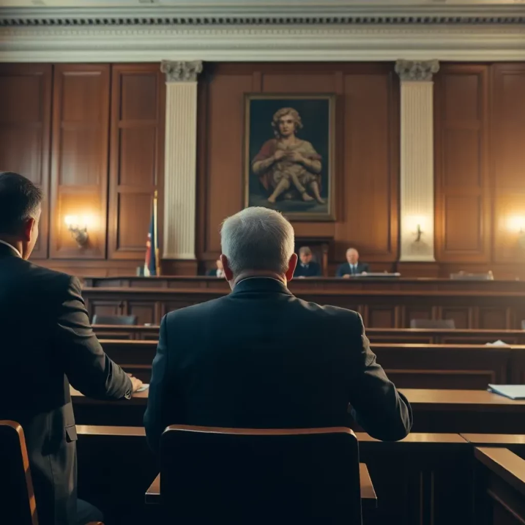 Jurors in a courtroom during a mesothelioma verdict deliberation.