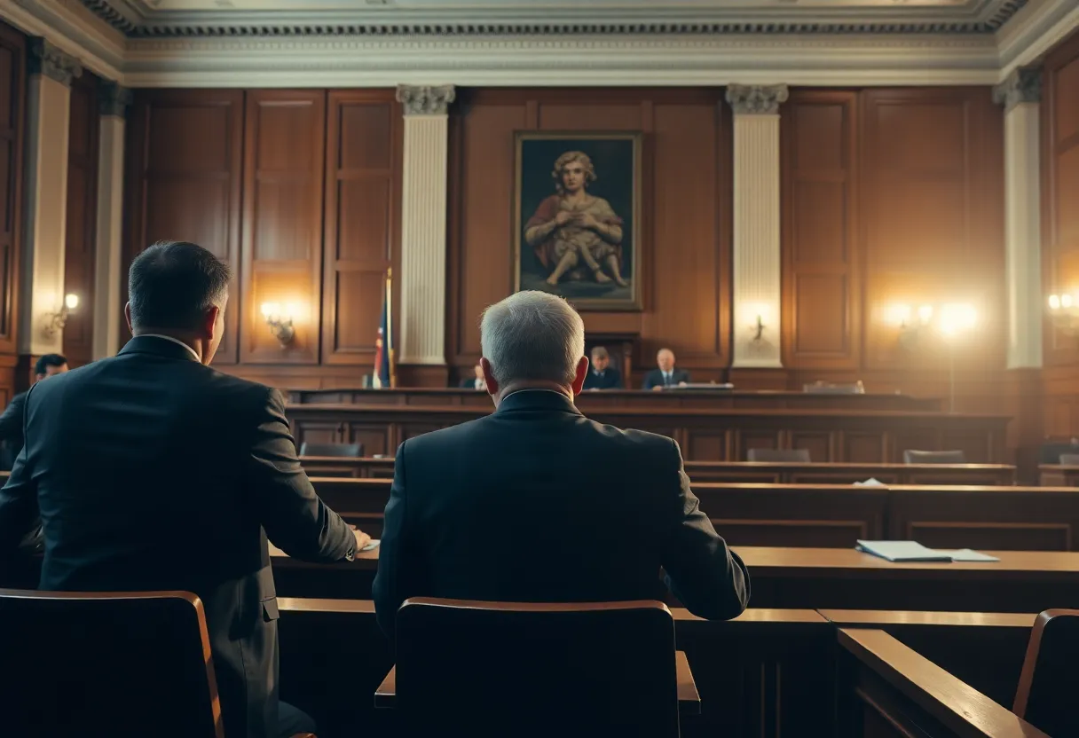 Jurors in a courtroom during a mesothelioma verdict deliberation.