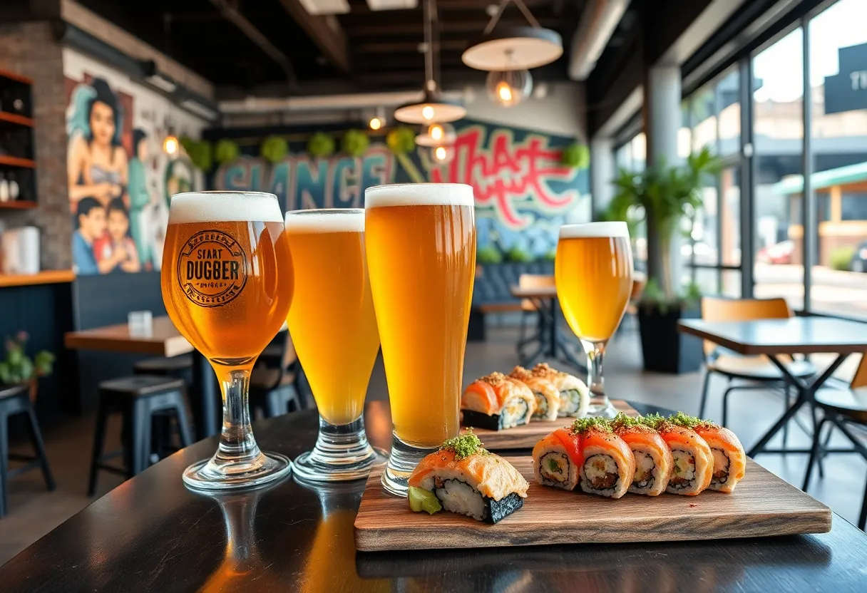 Outdoor seating and contemporary decor at Crafthouse North