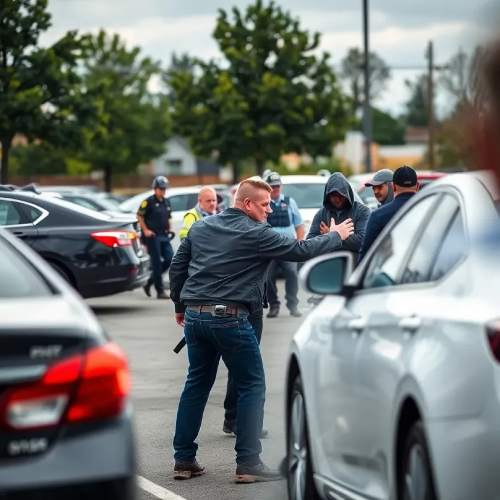 Dramatic confrontation in a parking lot