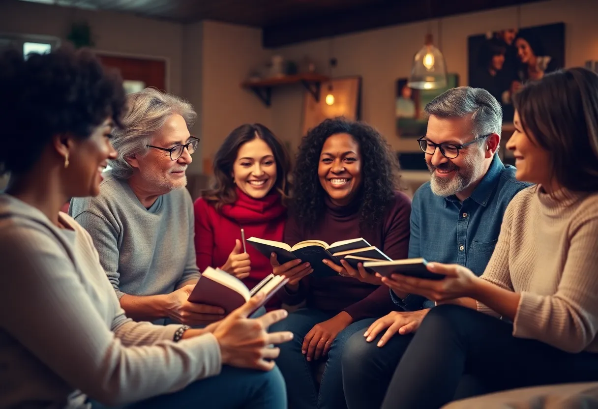 Group of people connecting through emotional storytelling in marketing.