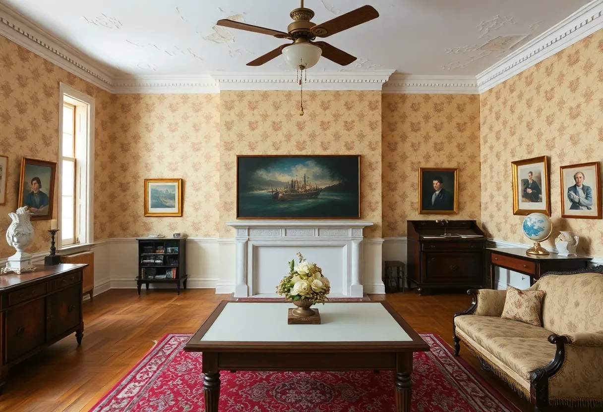 Art displayed in Aiken-Rhett House during Fragments + Facades Exhibition