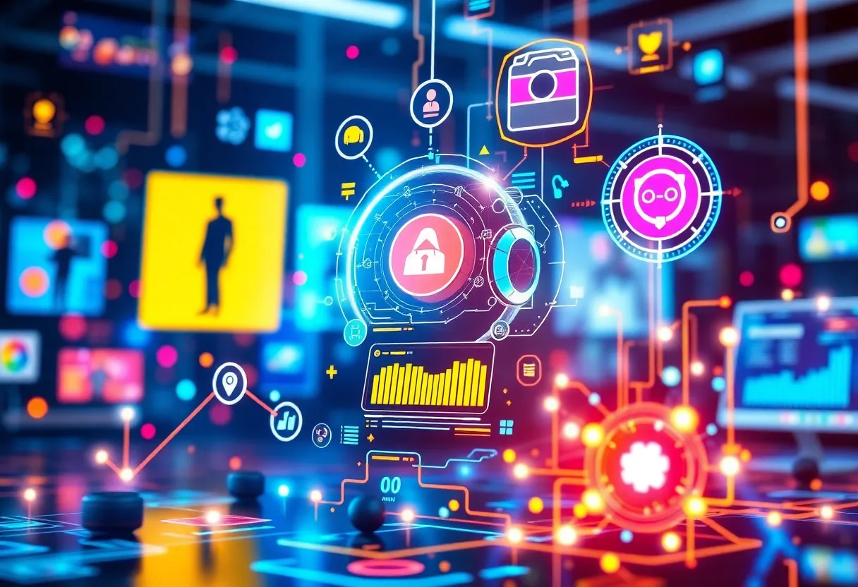 Visual representation of future digital marketing trends including AI and customer engagement.
