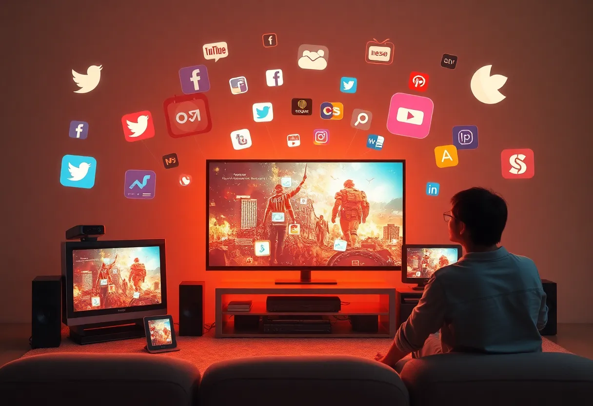 Futuristic representation of changing media consumption patterns.