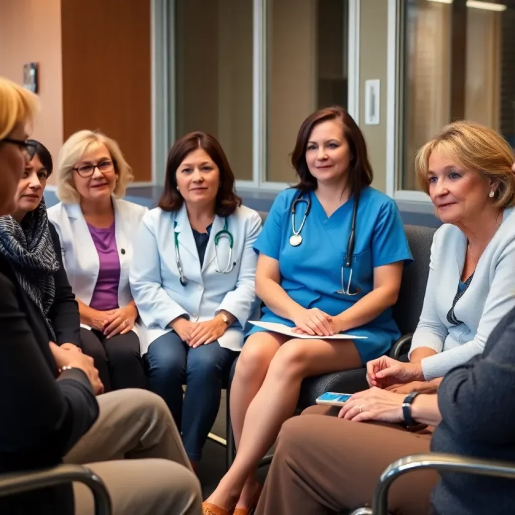 Women discussing healthcare issues related to gynecologist misconduct