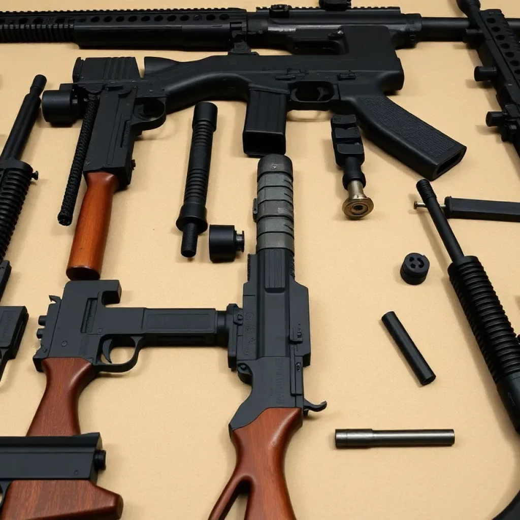 Display of unregistered firearms and components linked to ghost guns