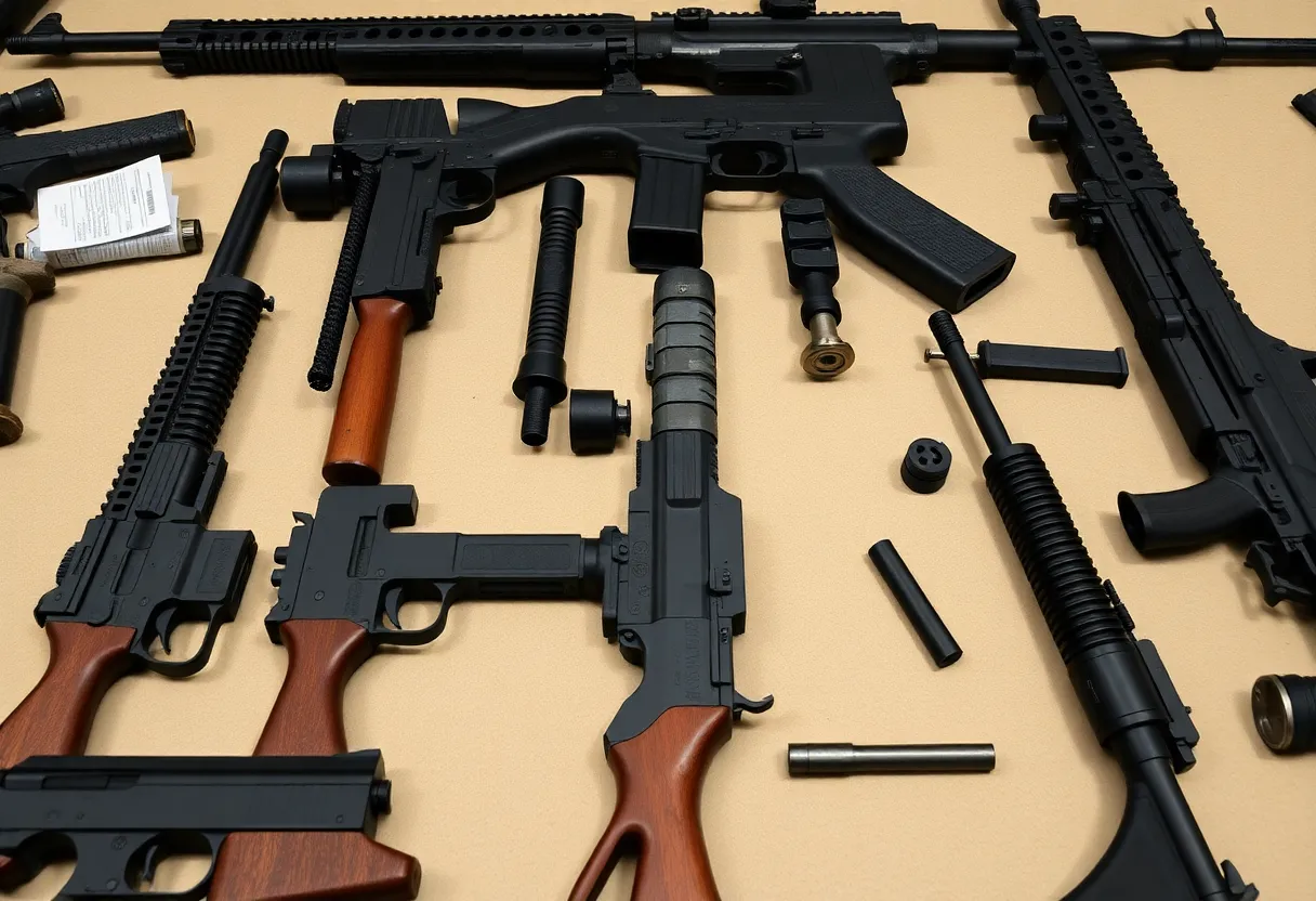 Display of unregistered firearms and components linked to ghost guns