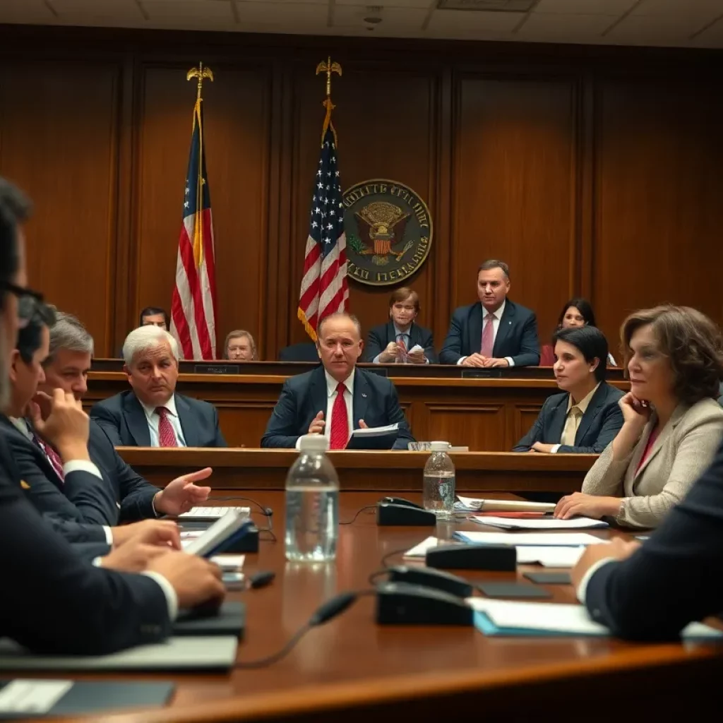 Courtroom scene during an immigration fraud hearing