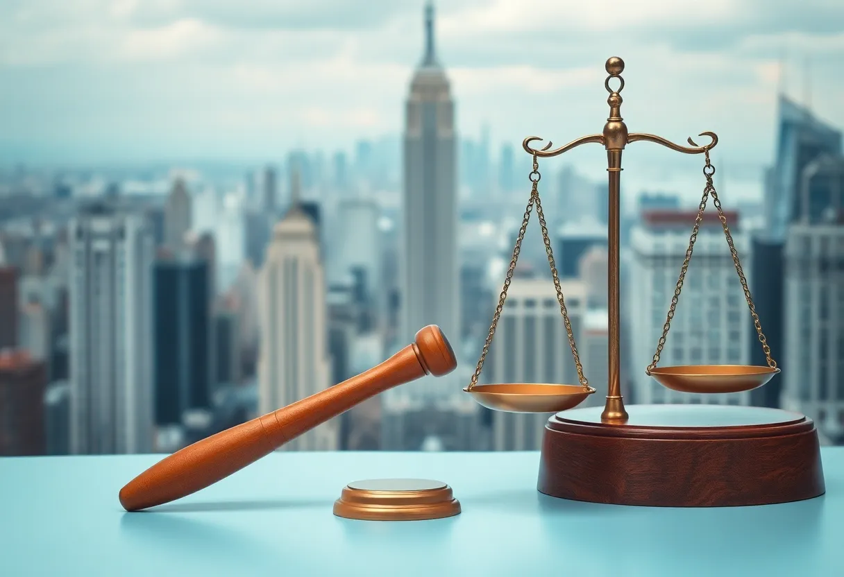 Abstract representation of justice symbolizing corruption charges in NYC