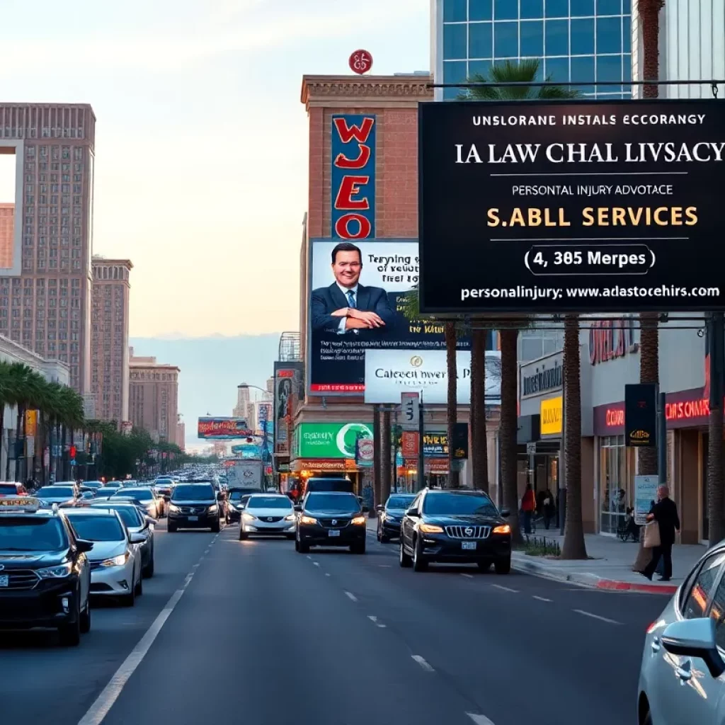 Billboards advertising personal injury law services in Las Vegas