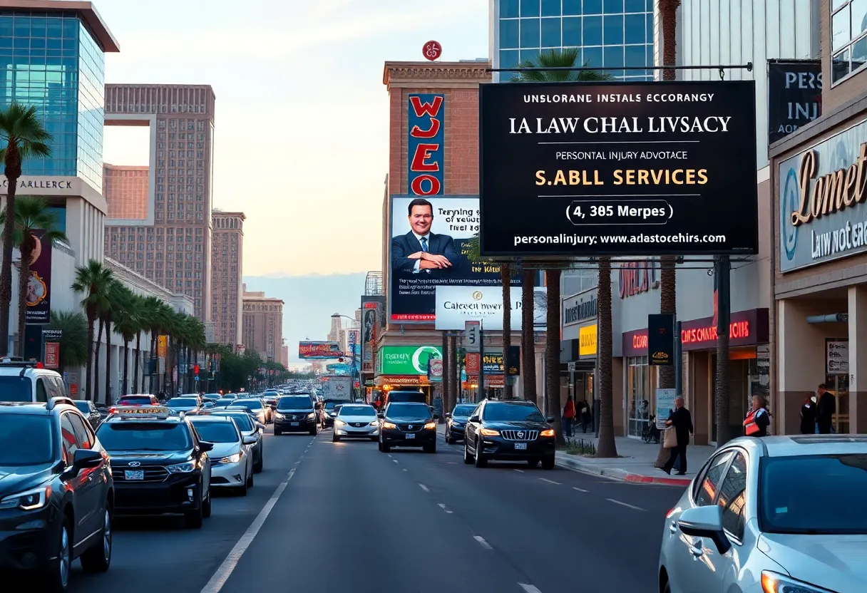 Billboards advertising personal injury law services in Las Vegas