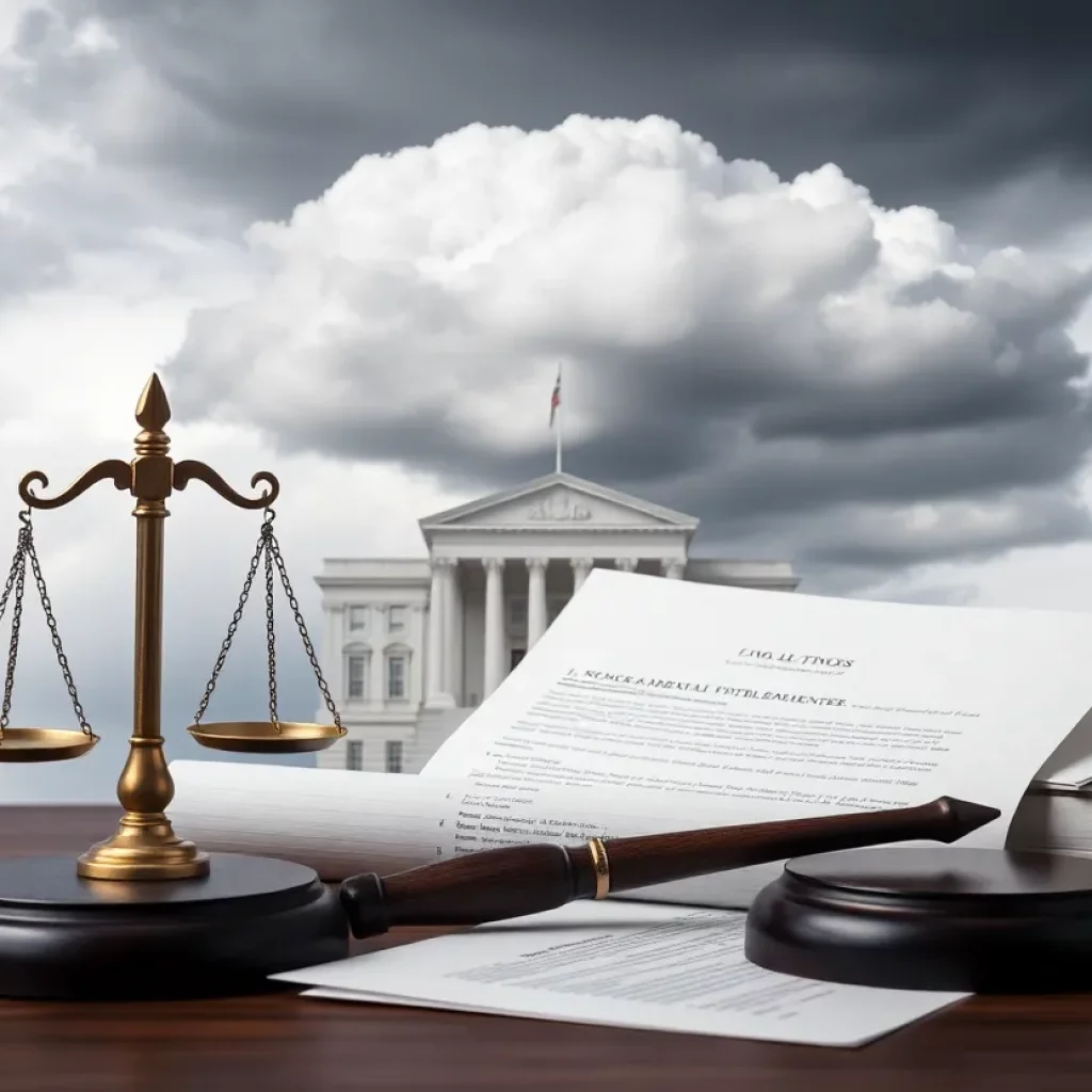 Symbolic representation of legal challenges and government pressure