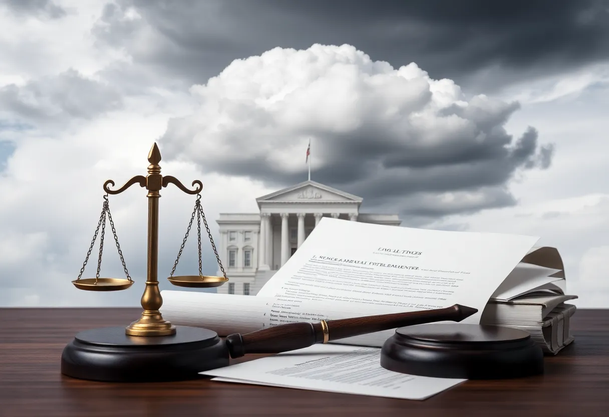 Symbolic representation of legal challenges and government pressure