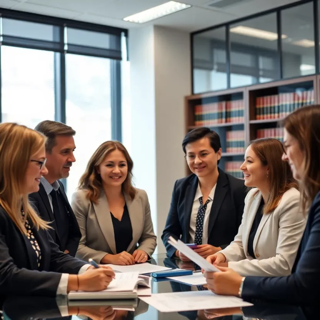 Lawyers collaborating in an office for personal injury cases