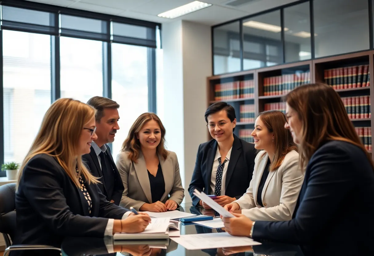 Lawyers collaborating in an office for personal injury cases