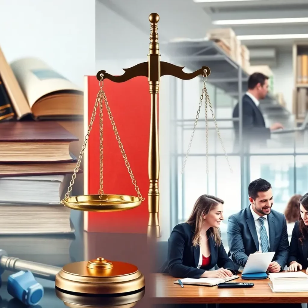 Collage of legal themes symbolizing the diversity of law services in Long Island