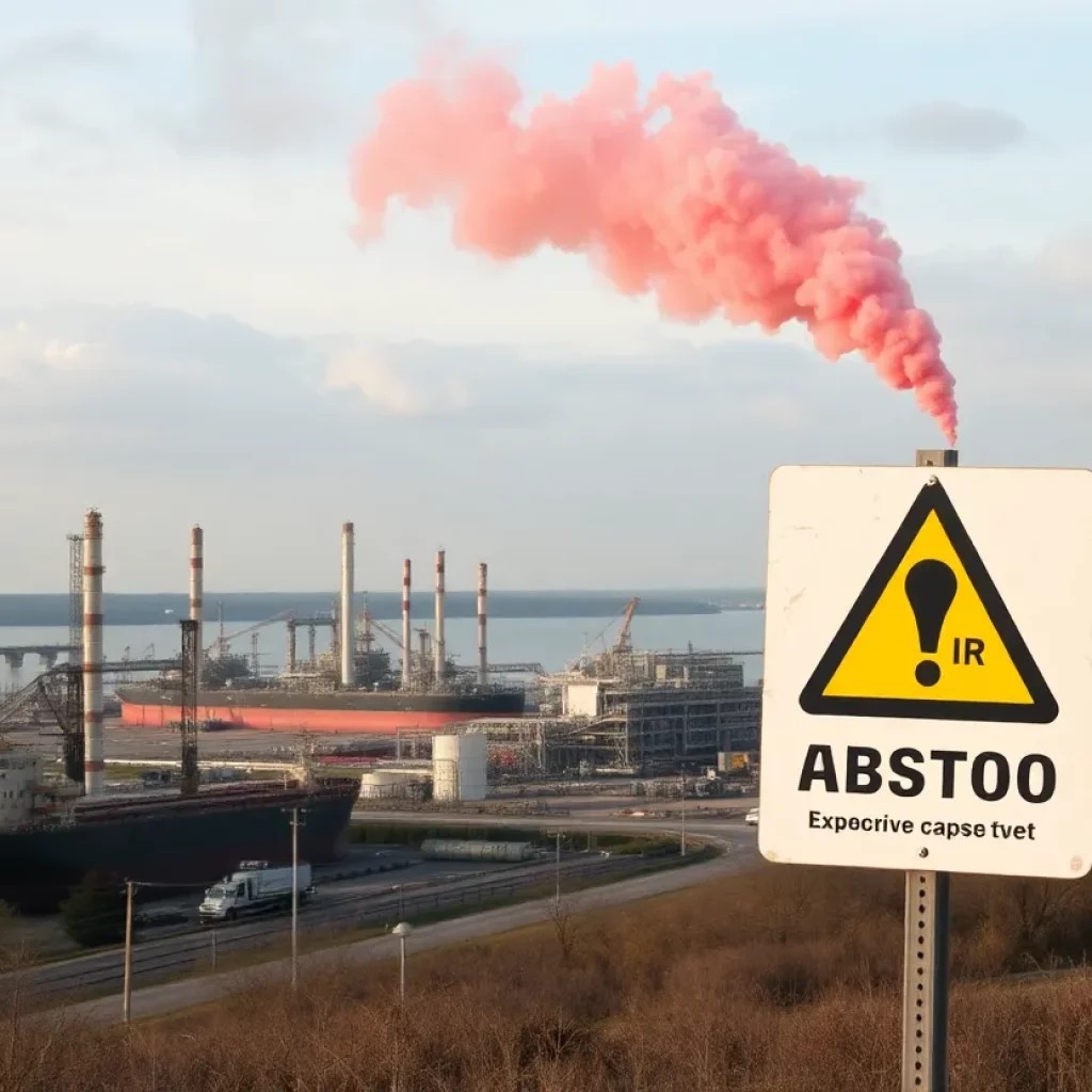 Industrial landscape in Louisiana highlighting asbestos exposure risks