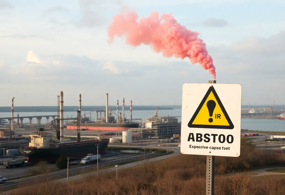 Industrial landscape in Louisiana highlighting asbestos exposure risks
