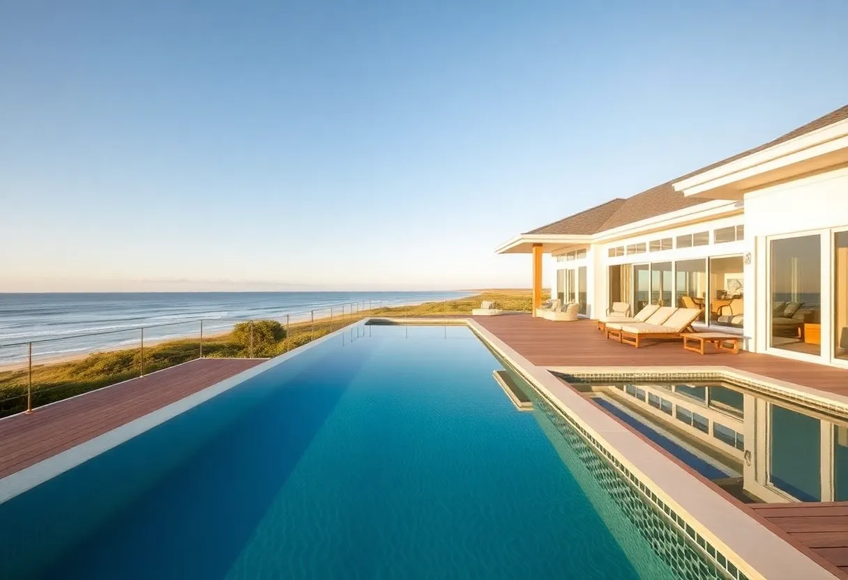 Exterior view of a luxury oceanfront house on Sullivan's Island